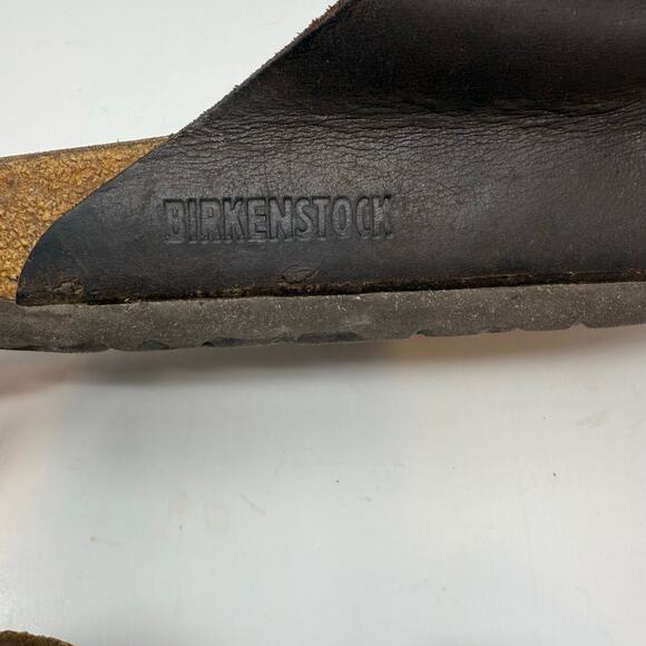 Birkenstock Arizona Sandals 41 (8-8.5 US) Mens Brown Leather Hippie Crunchy - Picture 11 of 12